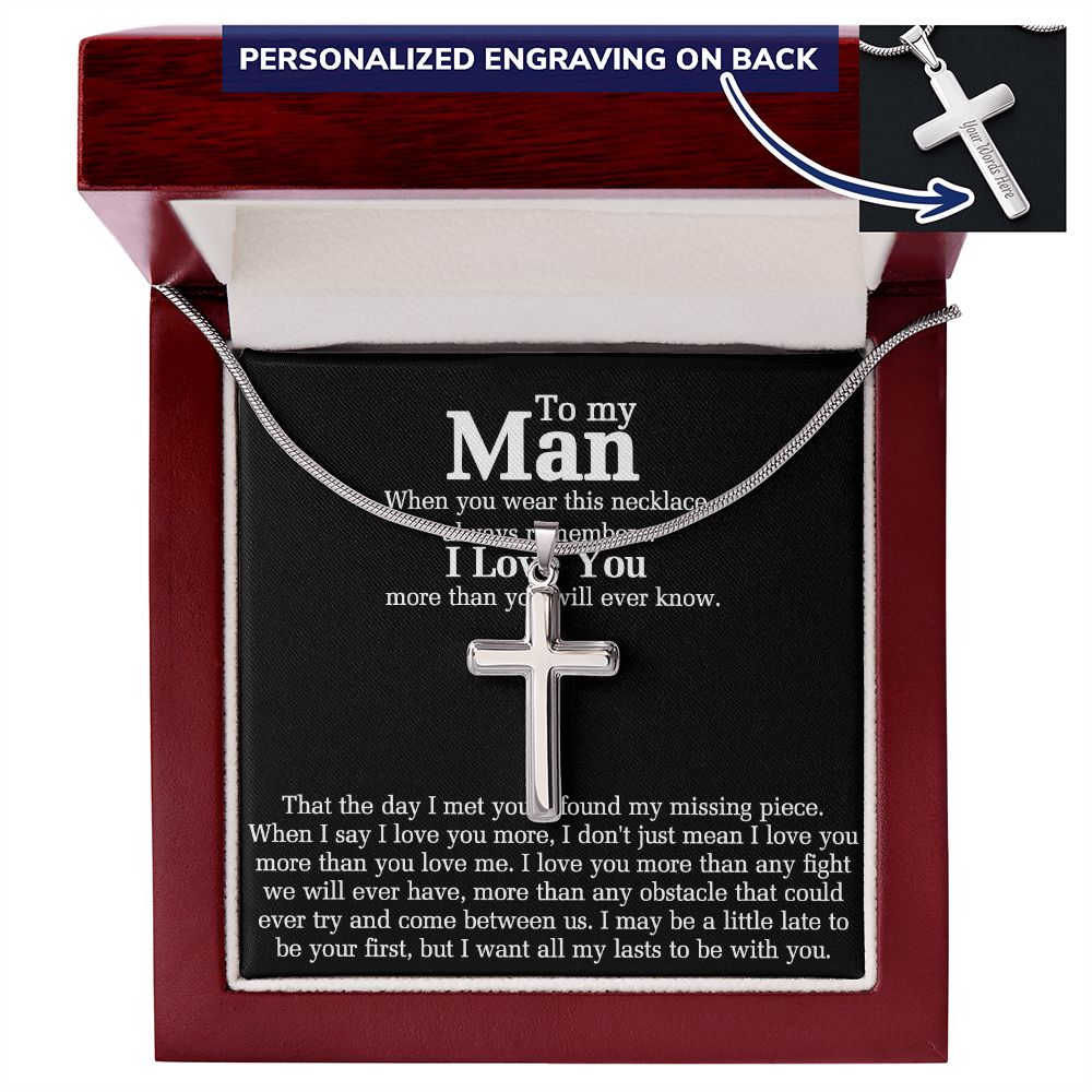 To My Man Cross Necklace Gift From Soulmate, Wife, Girlfriend, To Men Cross Pendant, Jewelry Gift For Mens, Boyfriend Gift Necklace Man Gift Cross Necklace Gift For Man, Women And Man Necklace Personalized Cross Necklace 2222