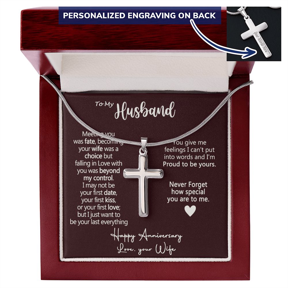 To My Husband Cross Necklace from Wife, Soulmate And Man Cross Necklace, Husband And Wife Necklace Gift, Jewelry Gift For Men, Mans Gift Necklace Gift, Necklace Gift For Husband, Happy Necklace Personalized Cross Necklace 2222