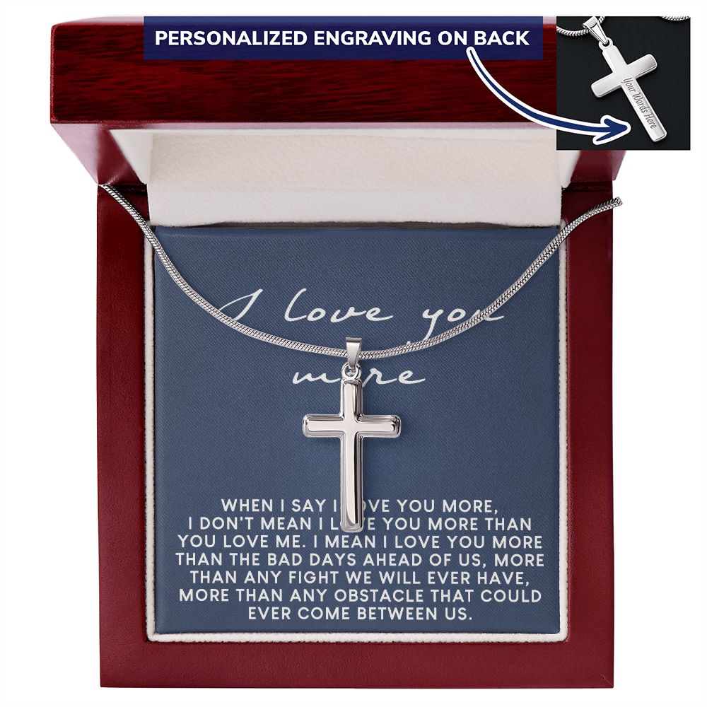 Romantic Gifts For Him, To My Man Necklace From Girl Woman, Soulmate Jewelry For Men Stainless Artisan Crafted Cross Necklace with Message Card Luxury Box, Jewelry Gift For Men, Mans Gift Necklace