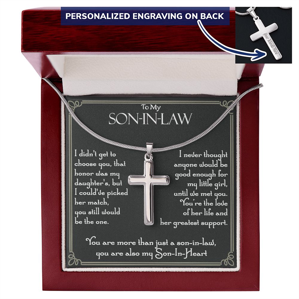 To My Son In Law Cross Necklace From Mom, Son In Law Cross Necklace Gift On Birthday Christmas Graduation Gift from Dad And Mom, Son In Law Necklace Pendant, Jewelry Gift For Boys, Mans Necklace Personalized Cross Necklace 2222