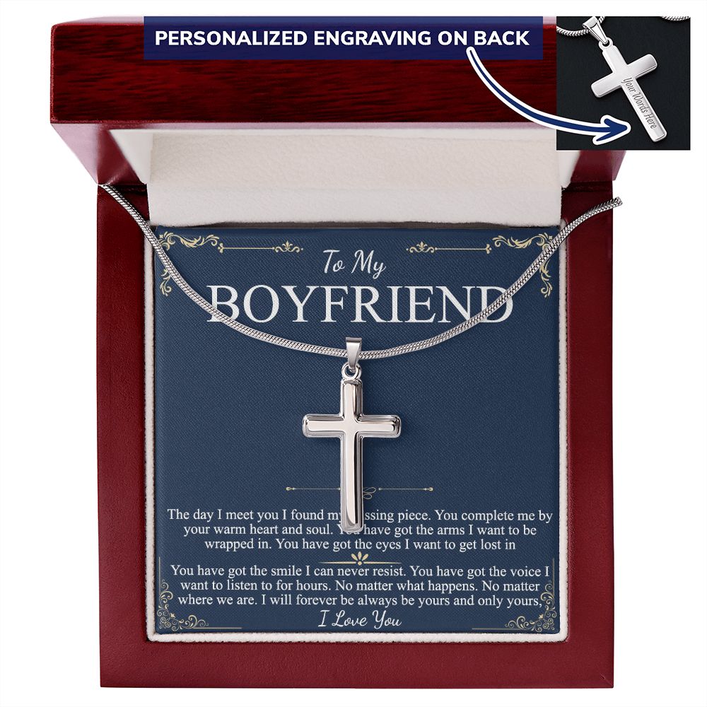 To My Boyfriend Cross Necklace From Girlfriend, Boyfriend Gift Necklace, Cross Necklace Gift For Boyfriend Jewelry Gift For Men, Mans Gift Necklace Boyfriend Gift Necklace For Him, Boy And Girl Gift