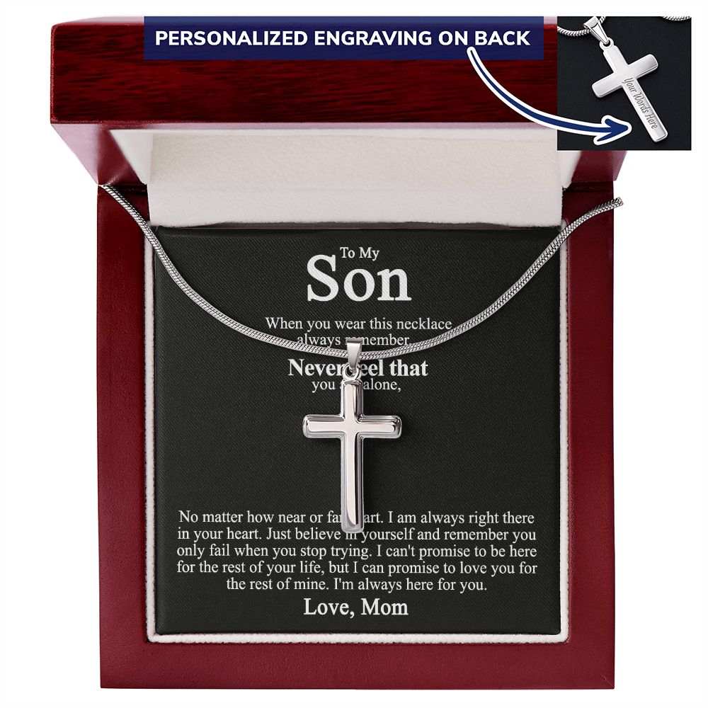 To My Son Cross Necklace from Mom, Cross Pendant Gifts for Son, Pendant Gift for Son On Birthday Anniversary Jewelry For Men, Christmas Necklace Gift For Son, Artisan Cross Necklace Gift For Son Personalized Cross Necklace 2222