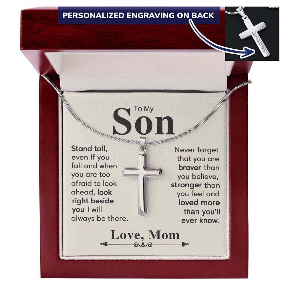 To My Son Cross Necklace From Mom, Jewelry Gift For Son From Mom On Birthday Graduation Gift, Son Cross Pendant Gift From Mom, Mother And Son Cross Necklace, Jewelry Cross Necklace Gift For Son Personalized Cross Necklace 2222