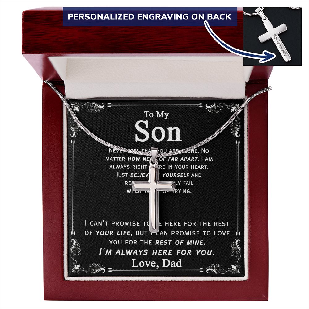 Father Son Gifts Cross Necklace Gift For My Son, Jewelry Gift for Son From Dad, Father to Son Necklace Dad and Son Gift Cross Pendant Gift For Son From Dad, Father Son Jewelry Gift for Men Boys Personalized Cross Necklace 2222