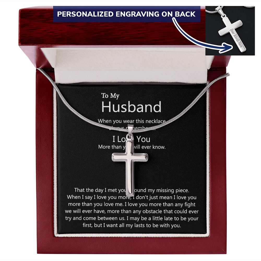 Husband And Wife Cross Necklace, To My Husband Cross Necklace From Wife, Cross Necklace Gift For Husband, Wife To Husband Cross Necklace For Husband Jewelry Gift For Men, Man Gift Necklace For Him Personalized Cross Necklace 2222