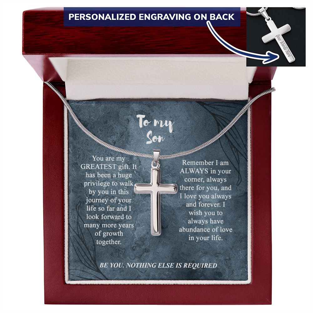 To My Son Cross Necklace From Mom, Son Birthday Gift Necklace, Message Card Gift For Son From Mom Or Dad, Jewelry Gift For Men, Artisan Crafted Cross Necklace Gift For Son, Boys Gift Necklace Personalized Cross Necklace 2222