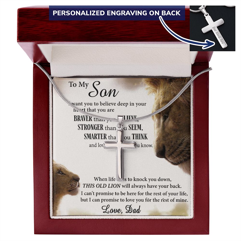 Son Gift Cross Necklace From Dad, To My Son Cross Necklace Love Son Inspirational Gifts Necklace On Birthday Graduation Christmas Holiday Gifts For Son Cross Necklace for Son Gifts From Father Dad Personalized Cross Necklace 2222