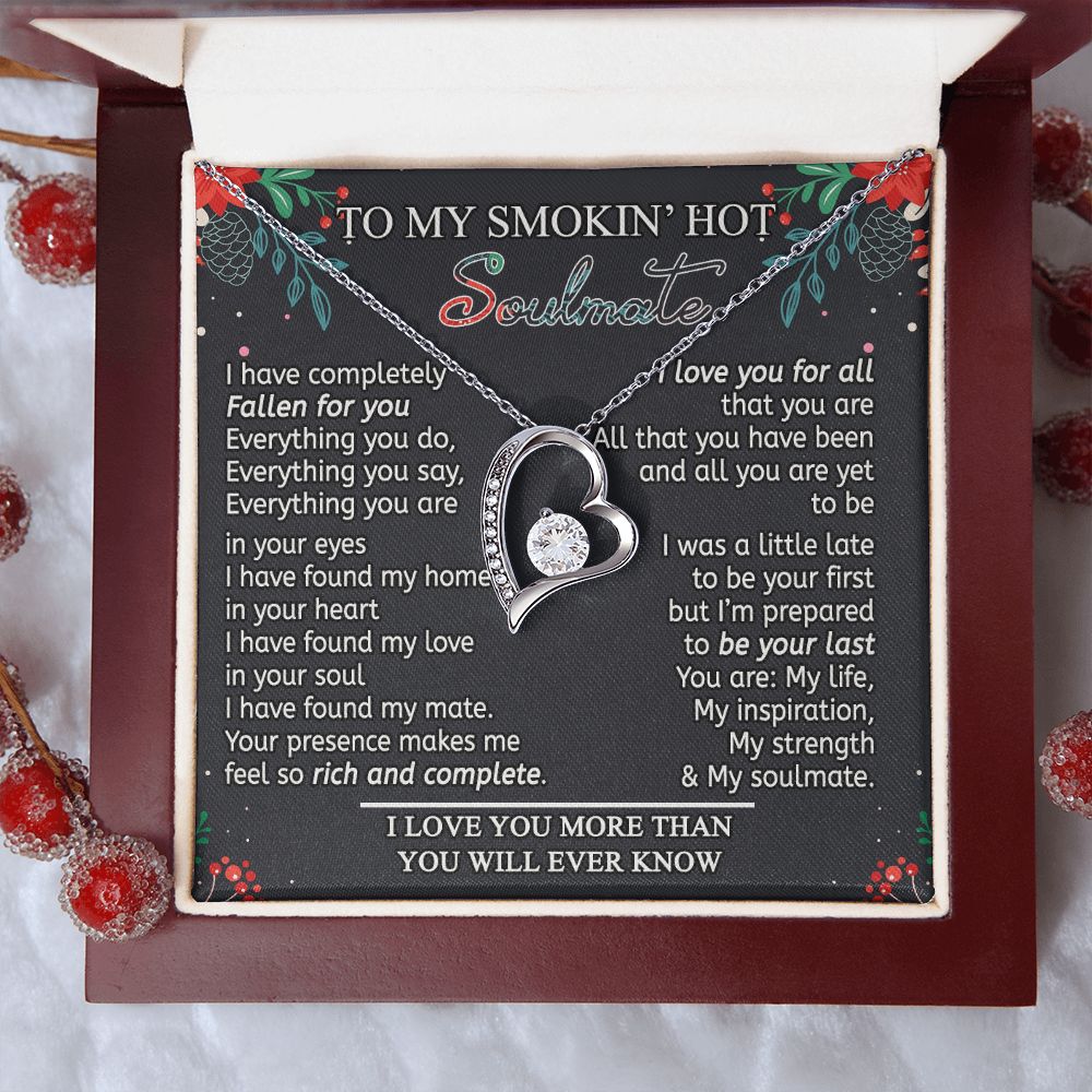 To My Smokin Hot Soulmate Necklace - Wife Gifts From Husband To My Wife Necklace, Gift for Her Romantic, Girlfriend Gifts Necklace for Wife from Men Includes Message Card and Gift Box 15 Forever Love Necklace