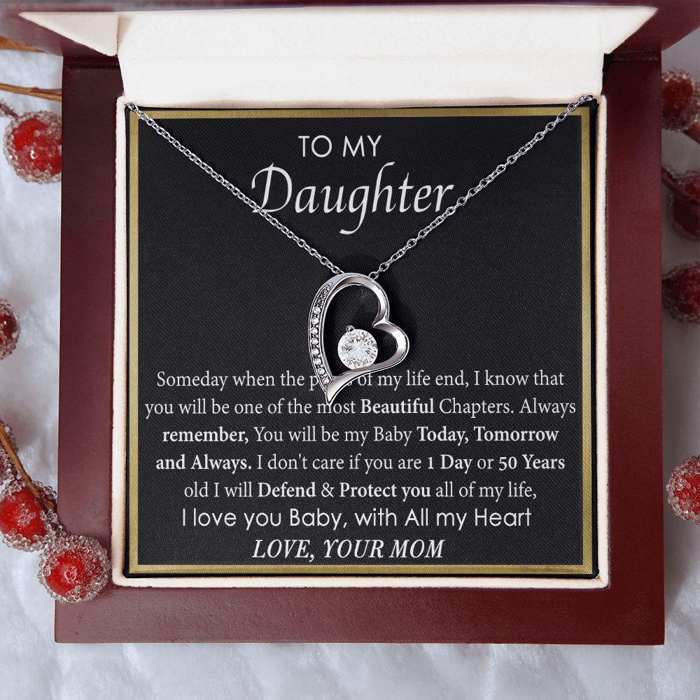 Mother Daughter Gift Ideas, To My Daughter Gift Necklace from Mom, Jewelry Pendant Present for Daughter, Birthday Christmas Gift Graduation Gifts for Daughters, Mother and Daughter Necklace 2136 Forever Love Necklace