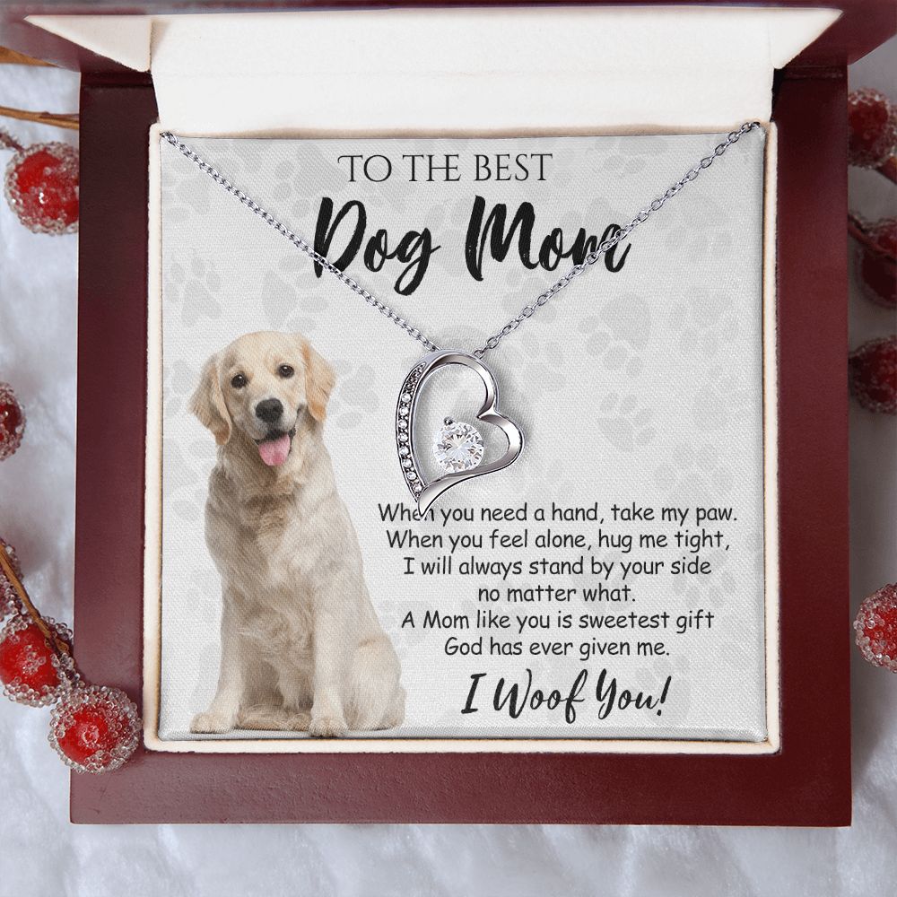 To The Best Golden Retriever Dog Mom Knot Necklace Mother's Day Gift , I Woof You Gift Card, Message Card Jewelry For Dog Lovers, Necklace For Mom Forever Love Necklace