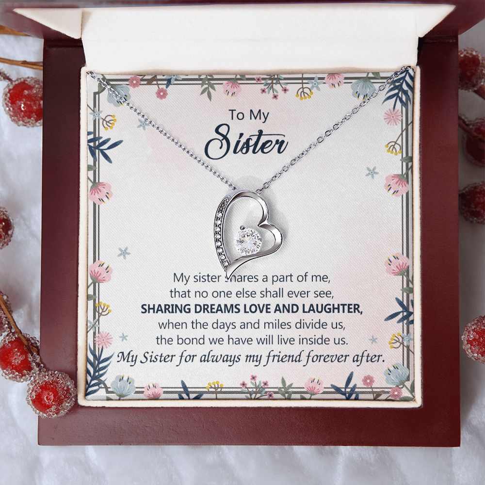 To My Sister Necklace Pendant Inspirational Jewelry For Women Teen Girl Family and Friendship Gifts Sisters Gifts Idea Sister Jewelry Necklace for Sisters Gift for Sister 301 Forever Love Necklace