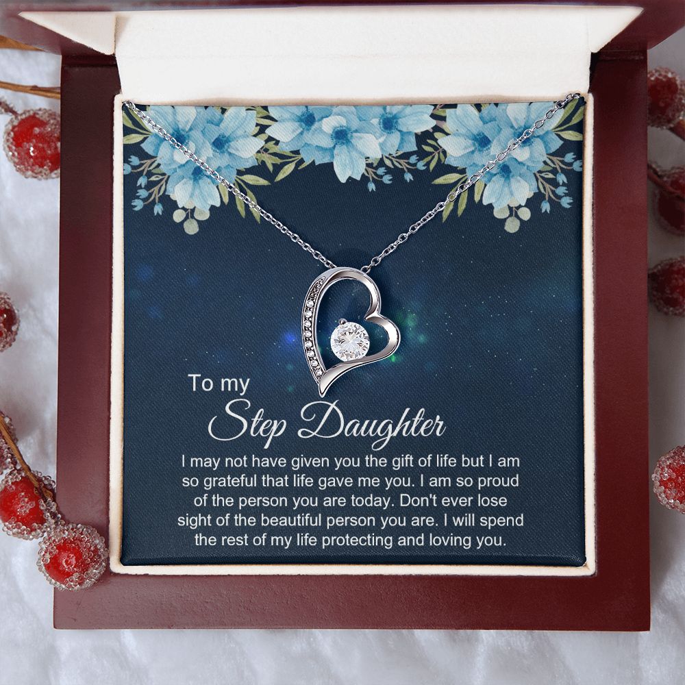 Bonus Daughter Gifts From Stepdad, Step Daughter Gifts From Stepmom, Stepdaughter Gifts From Stepdad, Father Stepdaughter Necklace, To My Bonus Daughter Necklaces, Christmas Gifts For Bonus3 Forever Love Necklace