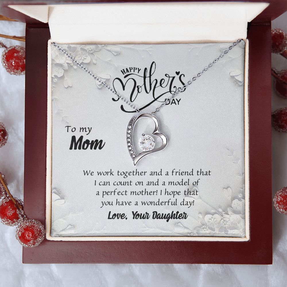 To My Mom Necklace Pendant Gift From Daughter And Happy Mother's Day Gift For Mom Birthday, Anniversary Together And A Friend Forever Love Necklace