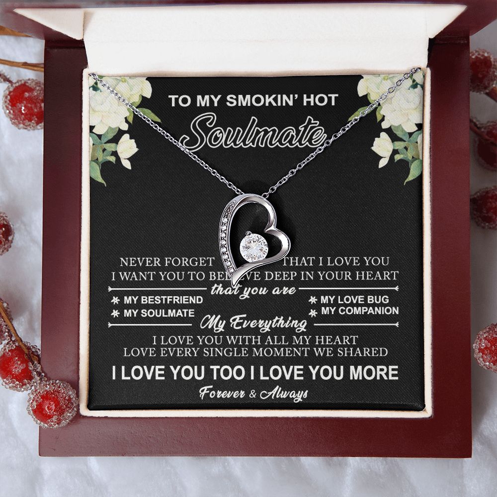 To My Smokin Hot Soulmate Necklace - Wife Gifts From Husband To My Wife Necklace, Gift for Her Romantic, Girlfriend Gifts Necklace for Wife from Men Includes Message Card and Gift Box 8 Forever Love Necklace