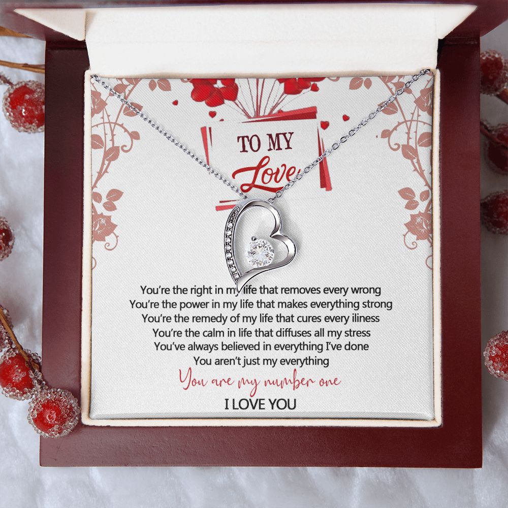 To My Love Interlocking Hearts Necklace With Box Message Card, Gift For My Love Forever Love Necklace
