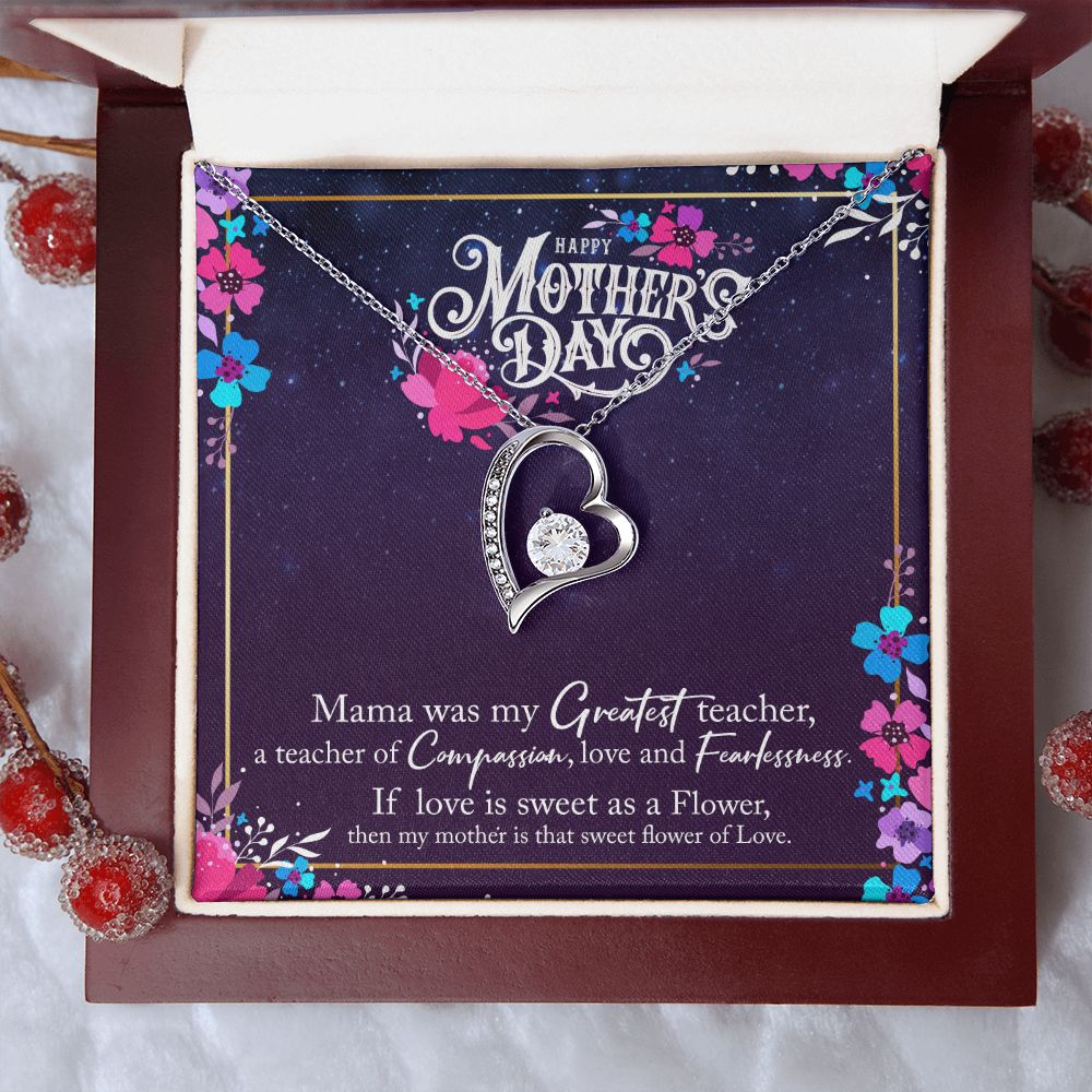 To My Mom Mother Necklace Pendant Gìt From Daughter Or Son Happy Mothers Day Mama Was My Greatest Teacher With Message Card Gift For Mom Forever Love Necklace