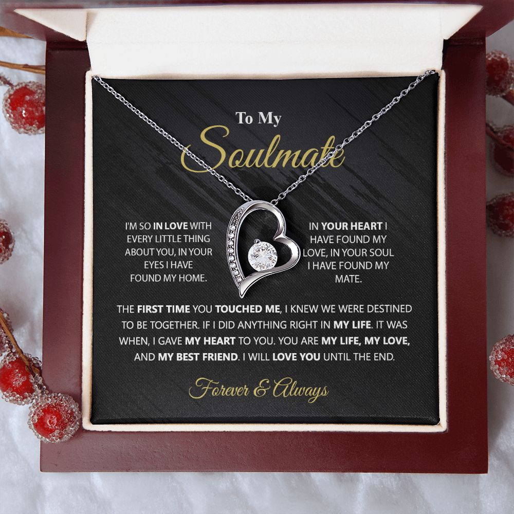 To My Soulmate Necklace for Women Birthday Christmas Jewelry Gifts For My Wife with Message Card Box Personalized Gift Present Pendant for Future Wife Soulmate Girlfriend Love 1 Forever Love Necklace