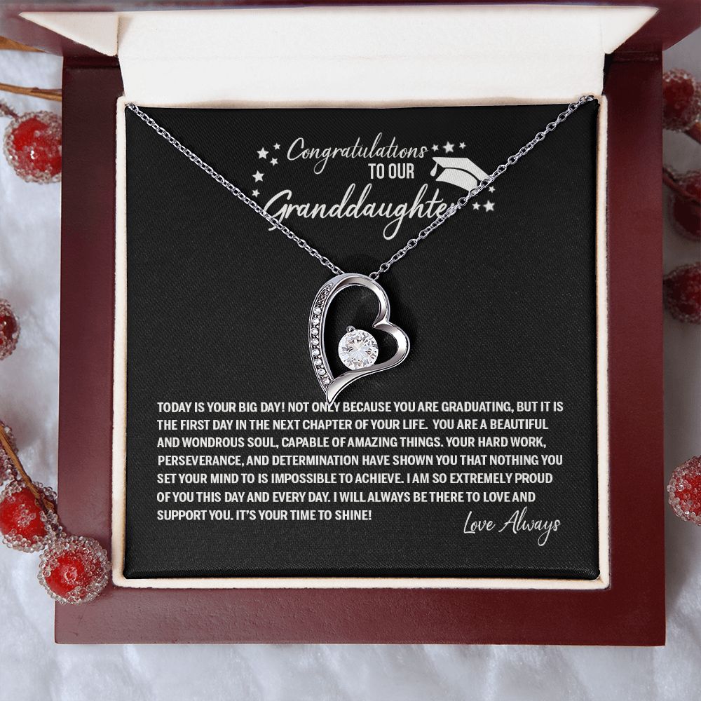 To Our Granddaughter Necklace From Grandparents Sentimental Gifts Birthday Gift Chirstmas Anniversary Unique Jewelry For Girl Senior High School College Grad Necklace Graduation Pendant Gifts Forever Love Necklace