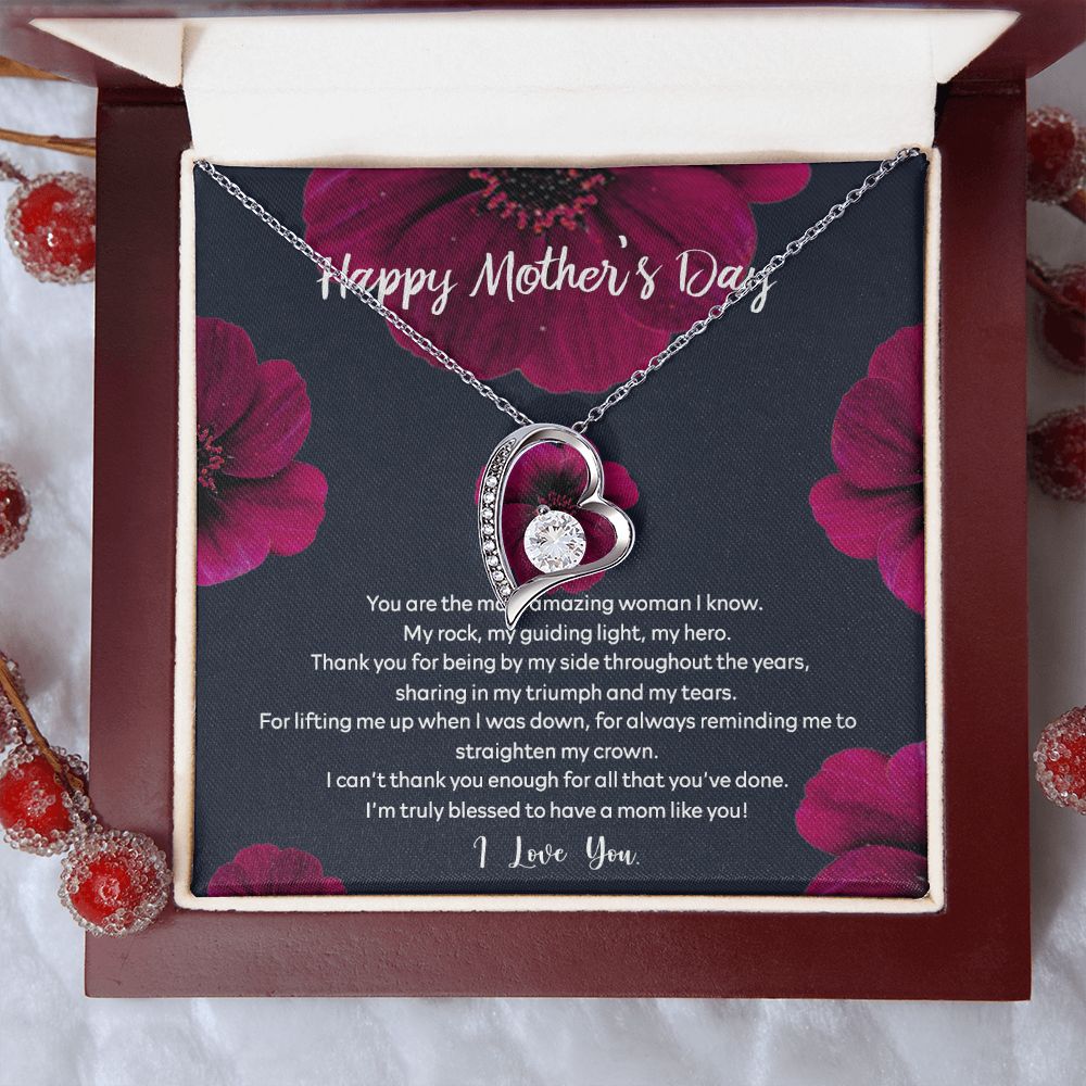 Mom Necklace Gifts for Mom from Daughter to Mom Gifts for Mothers Day from Daughter, To My Mom Necklace from Daughter to Mom Birthday Gifts Necklace with Message Card and Gift Box2235 Forever Love Necklace