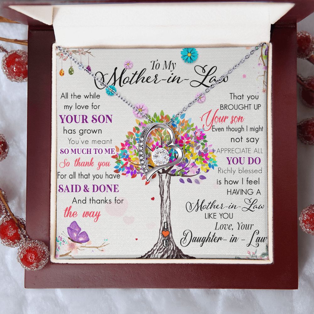 Mother in Law Necklace, Jewelry for Women, Future Mother in Law Gifts from Daughter in Law, Mother of Bride Gifts For Mother in Law, Birthday Gifts For Mother In Law From Daughter In Law72323 Forever Love Necklace