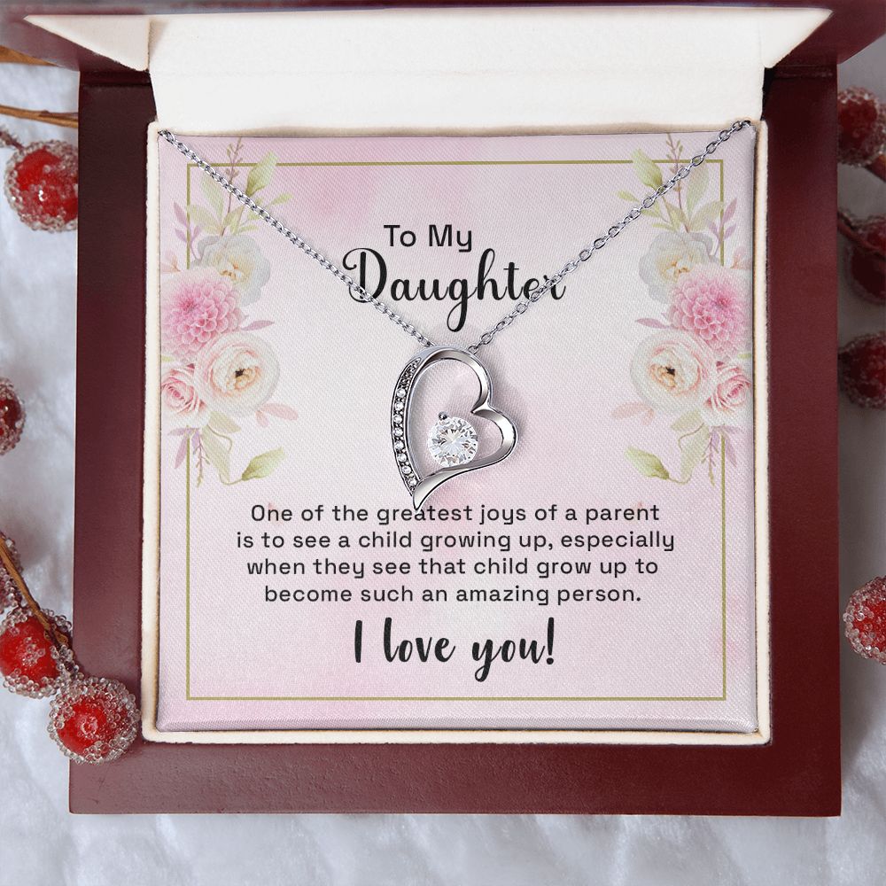 Mother and Daughter Necklace for Girls, To My Daughter Gift Necklace from Mom, Birthday Christmas Gift Graduation Gifts for Daughters, Jewelry Pendant Present for Daughter, Mother Daughter Gift 44 Forever Love Necklace