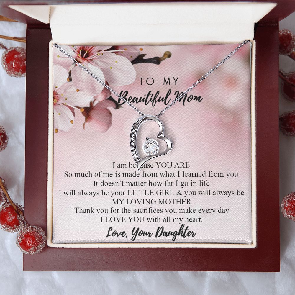 Mom Necklace Gifts for Mom from Daughter to Mom Gifts for Mothers Day from Daughter, To My Mom Necklace from Daughter to Mom Birthday Gifts Necklace with Message Card and Gift Box2246 Forever Love Necklace