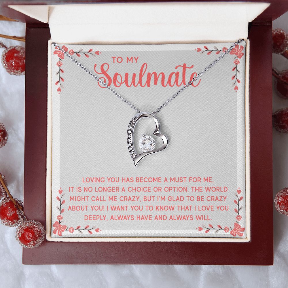 To My Soulmate Necklace for Women Birthday Christmas Jewelry Gifts For My Wife with Message Card Box Personalized Gift Present Pendant for Future Wife Soulmate Girlfriend Love 14 Forever Love Necklace