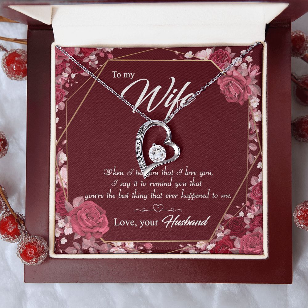 To My Wife Necklace Pendant Gift From Husbnd Habby Birthday Jewelry with Message Card and Gift Box. Wife Necklace Gift for Wife from Husband Valentine's Day Gift For Wife Future Wife Forever Love Necklace