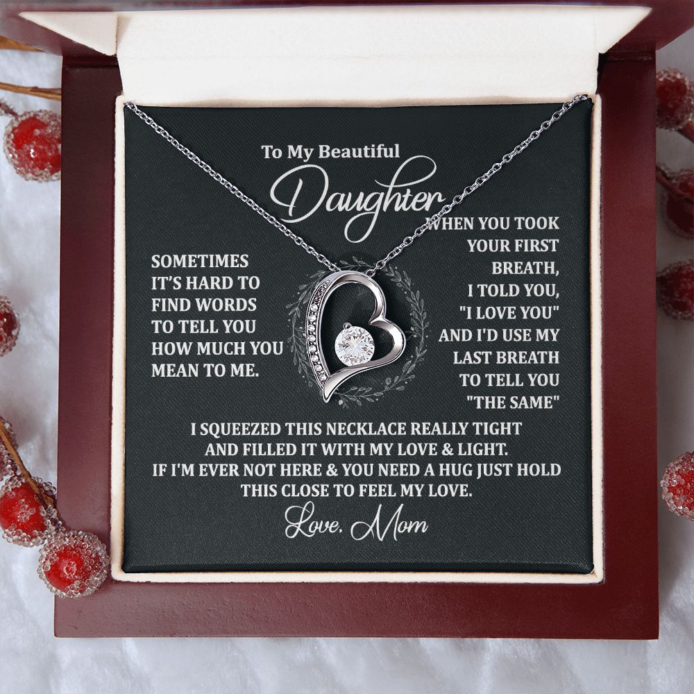 Mother Daughter Gift Ideas, To My Daughter Gift Necklace from Mom, Jewelry Pendant Present for Daughter, Birthday Christmas Gift Graduation Gifts for Daughters, Mother and Daughter Necklace 2135 Forever Love Necklace