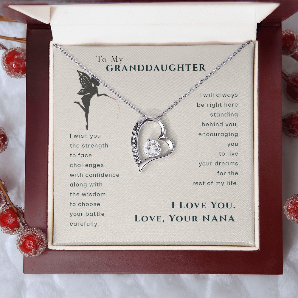To My Granddaughter Dragonfly Necklace, Gift for Granddaughter From Nana Forever Love Necklace