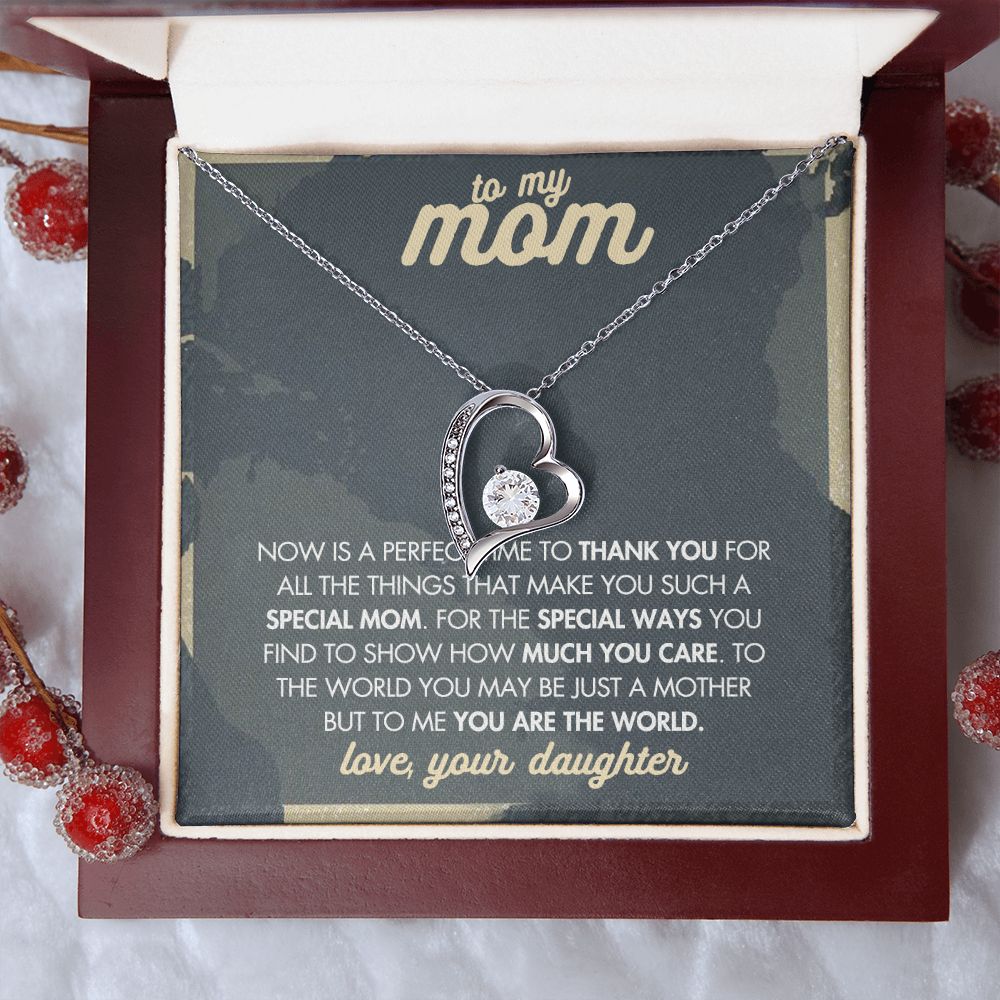 Mom Necklace Gifts for Mom from Daughter to Mom Gifts for Mothers Day from Daughter, To My Mom Necklace from Daughter to Mom Birthday Gifts Necklace with Message Card and Gift Box2237 Forever Love Necklace