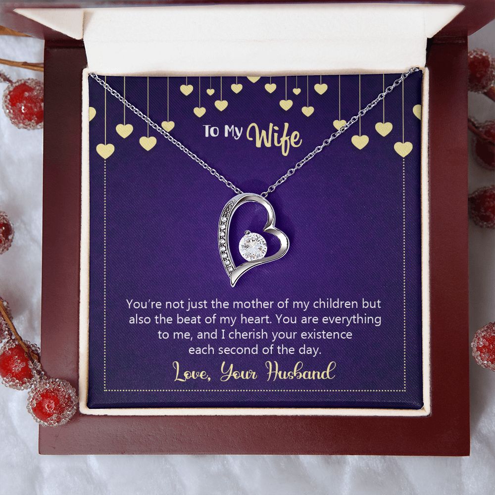 To My Wife Necklace, Wedding Anniversary Jewelry For Women, Necklace For Wife from Husband, Gift For Wife Birthday Gifts From Husband Necklace, Jewelry With Message Card In A Gift Box10 Forever Love Necklace