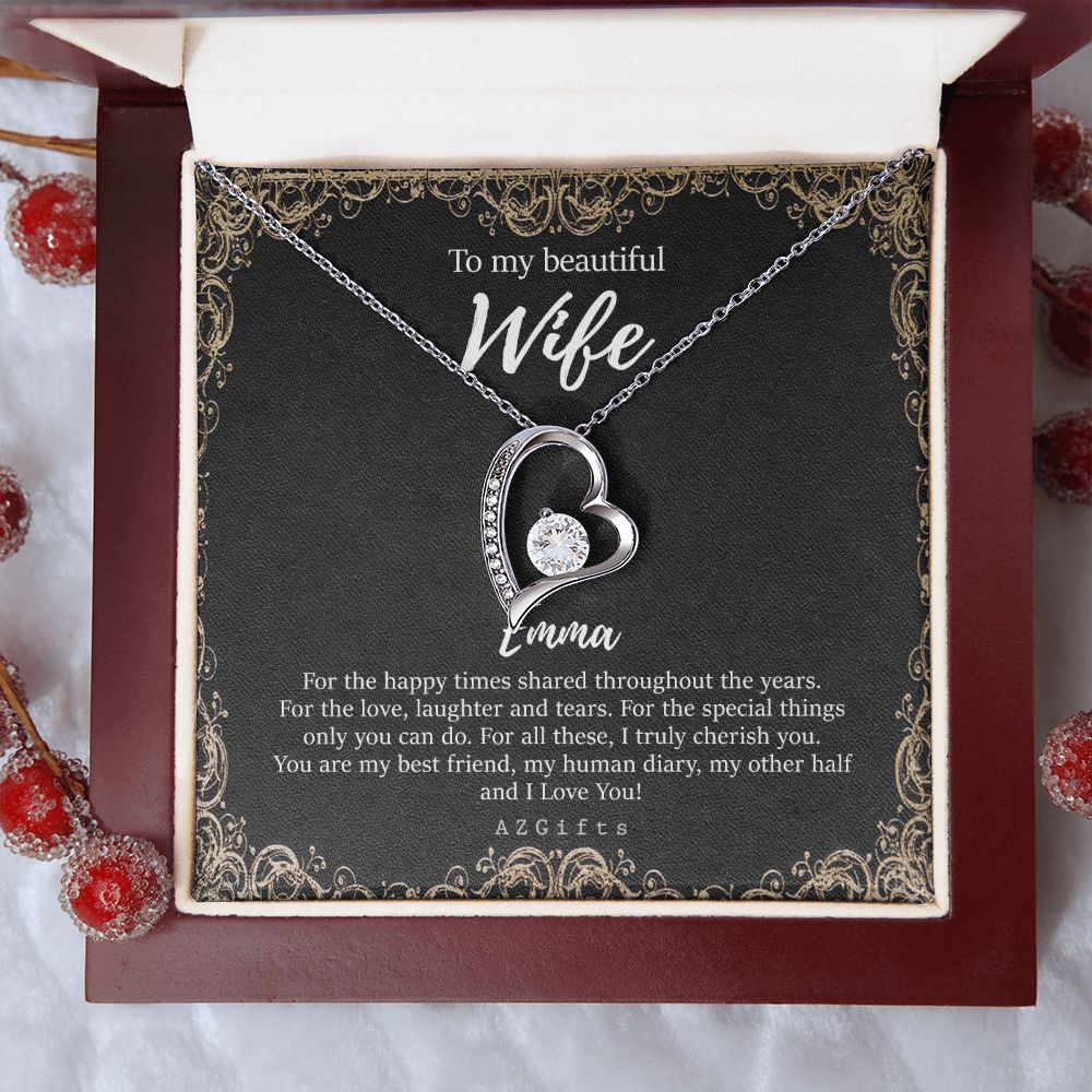 To My Wife Necklace from Husband, Personalized Necklace for Women, Luxury Necklace for Wife from Man Men, Wedding Anniversary Present For Wife, Beautiful Wife Jewelry Christmas Birthday Gifts For Wife9 Forever Love Necklace