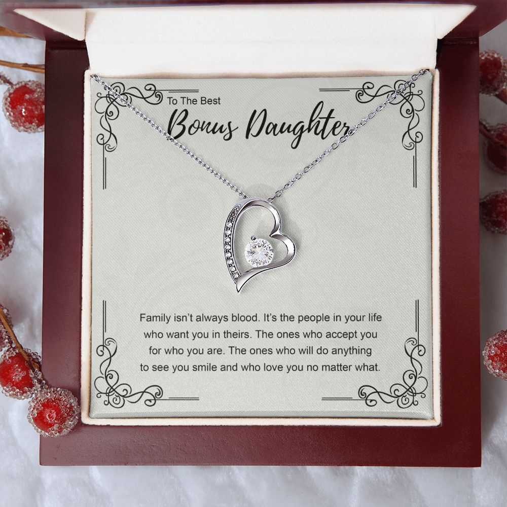 Bonus Daughter Gift Necklace, Double Hearts Necklace, Stepdaughter Jewelry Forever Love Necklace