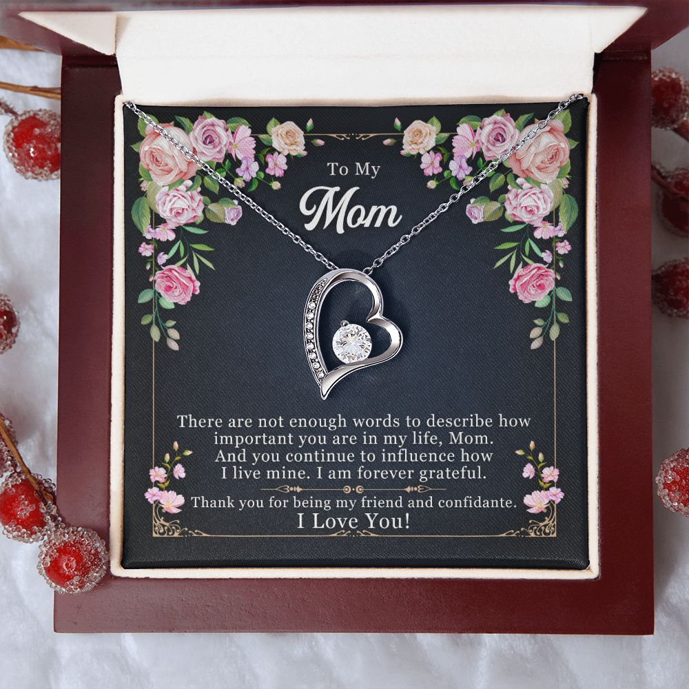 To My Mom Necklace Pendant Gift From Daughter Thank You For Being My Friend And Confidant With Message Card Gift For Mom Forever Love Necklace