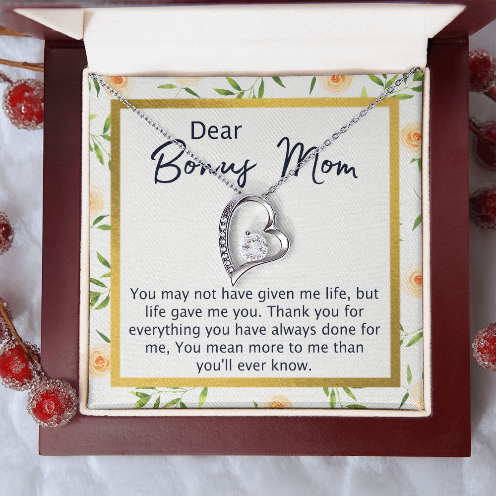 Bonus Mom Gifts, To My Bonus Mom Necklace, Bonus Mom Jewelry, Necklace for Bonus Mom, Step Daughter To Stepmother Necklace, Step Mom Necklace for Women Step Mom Mothers Day Jewelry Forever Love Necklace