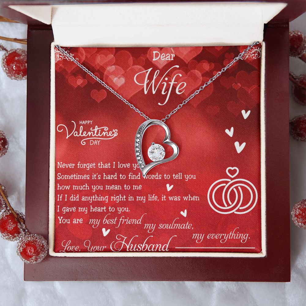 To My Wife Necklace, Wedding Anniversary Jewelry For Women, Necklace For Wife from Husband, Gift For Wife Birthday Gifts From Husband Necklace, Jewelry With Message Card In A Gift Box4 Forever Love Necklace