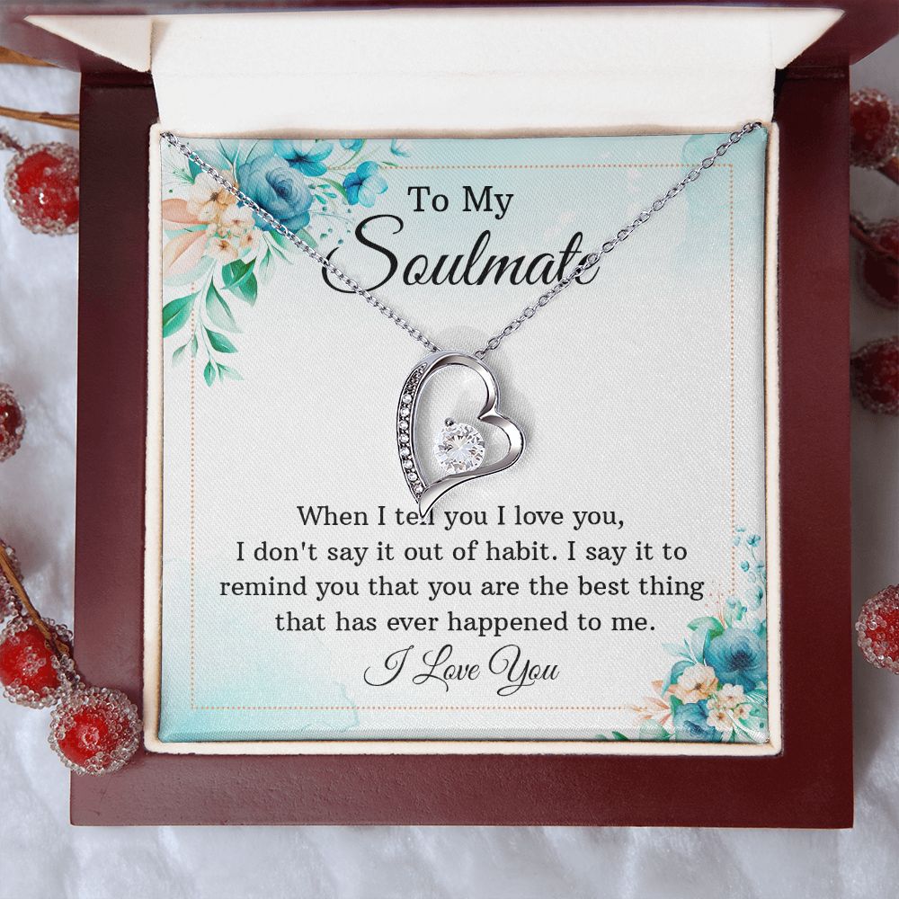 To My Soulmate Necklace for Women Birthday Christmas Jewelry Gifts For My Wife with Message Card Box Personalized Gift Present Pendant for Future Wife Soulmate Girlfriend Love 12 Forever Love Necklace