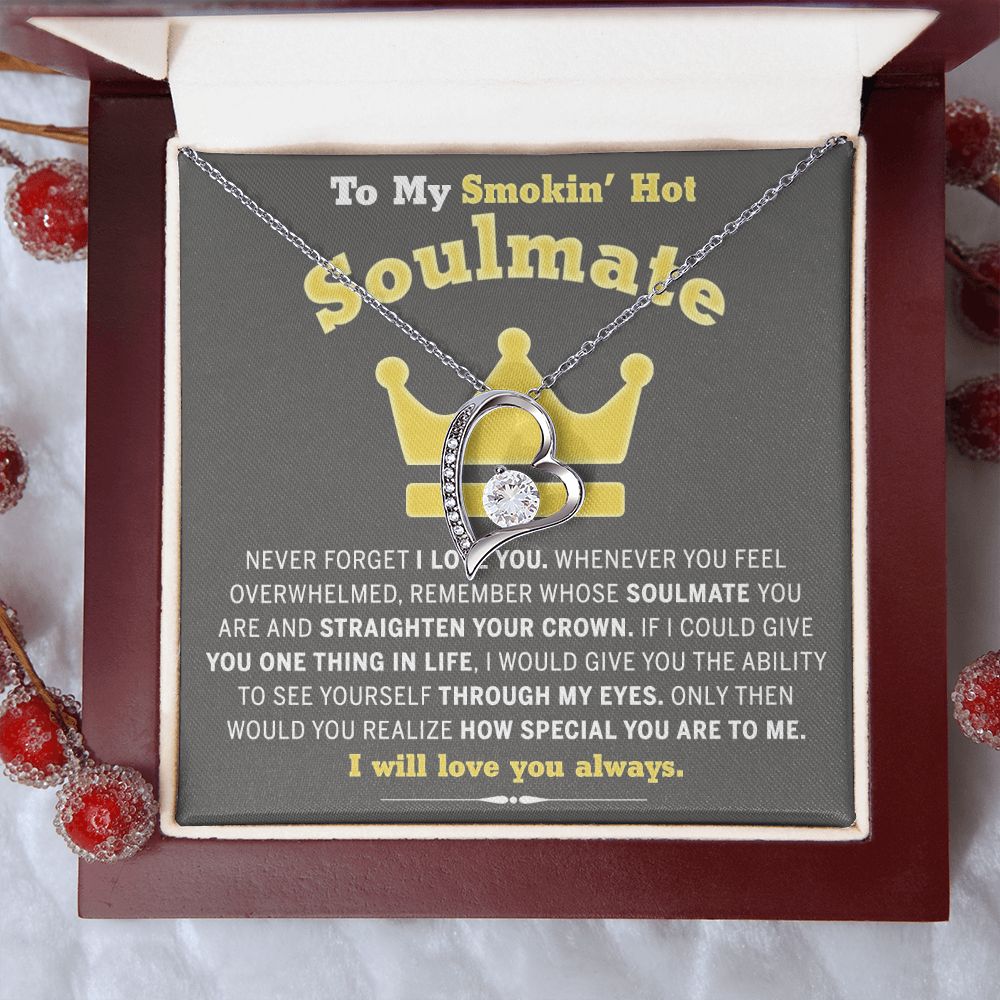 To My Soulmate Necklace for Women Birthday Valentines Day Jewelry Gifts For My Wife with Message Card Box Personalized Gift Present Pendant for Future Wife Soulmate Girlfriend Love 8 Forever Love Necklace