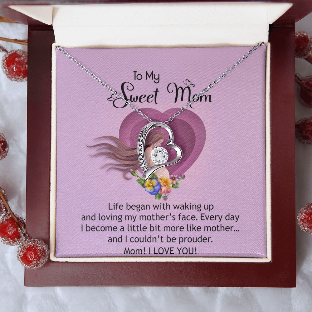 To My Sweet Mom, Sweet Mom Necklace Pendant, Mothers Day Gifts, Gift For Sweet Mom, New Mom Gifts Forever Love Necklace