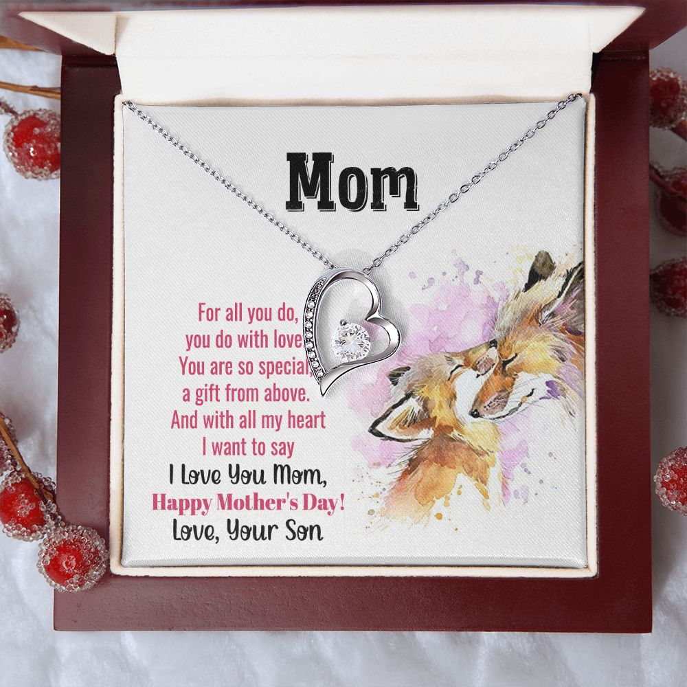 Mom Necklace Gifts for Mom from Daughter to Mom Gifts for Mothers Day from Daughter, To My Mom Necklace from Daughter to Mom Birthday Gifts Necklace with Message Card and Gift Box2241 Forever Love Necklace