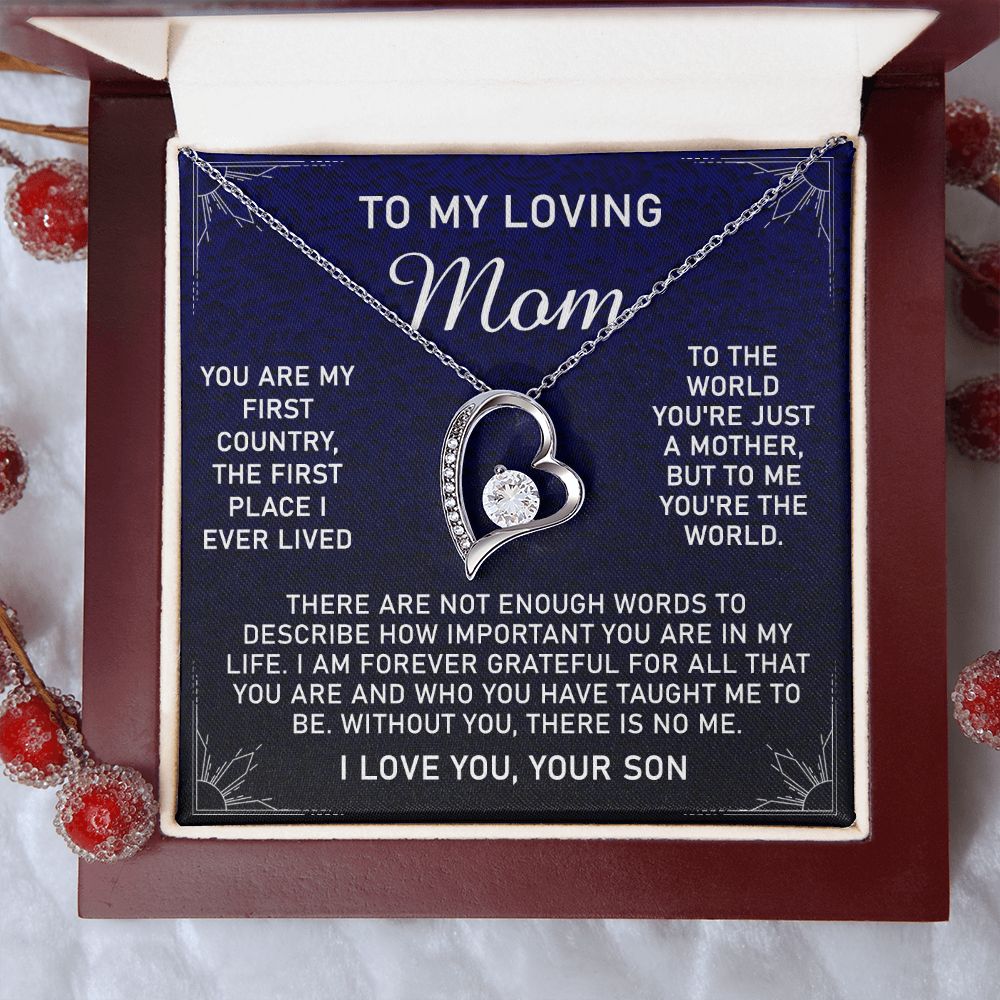 To My Loving Mom Necklace, Gift for Mom from Son, Mother's Day Jewelry Gift, Necklace for Mom Birthday Anniversary Mother's Day Jewelry Gift, To My Mom Necklace from Son Forever Love Necklace