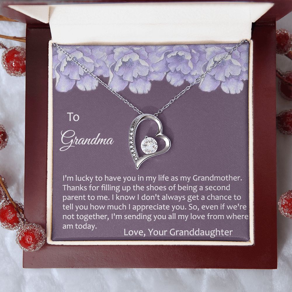 To My Grandma Necklace, Gift for Grandmother Necklace, Mothers Day Gift For Grandma Nana, Grandma Jewelry From Grandchildren GrandKids , Jewelry Box Gift For Grandma Grandmother21 Forever Love Necklace
