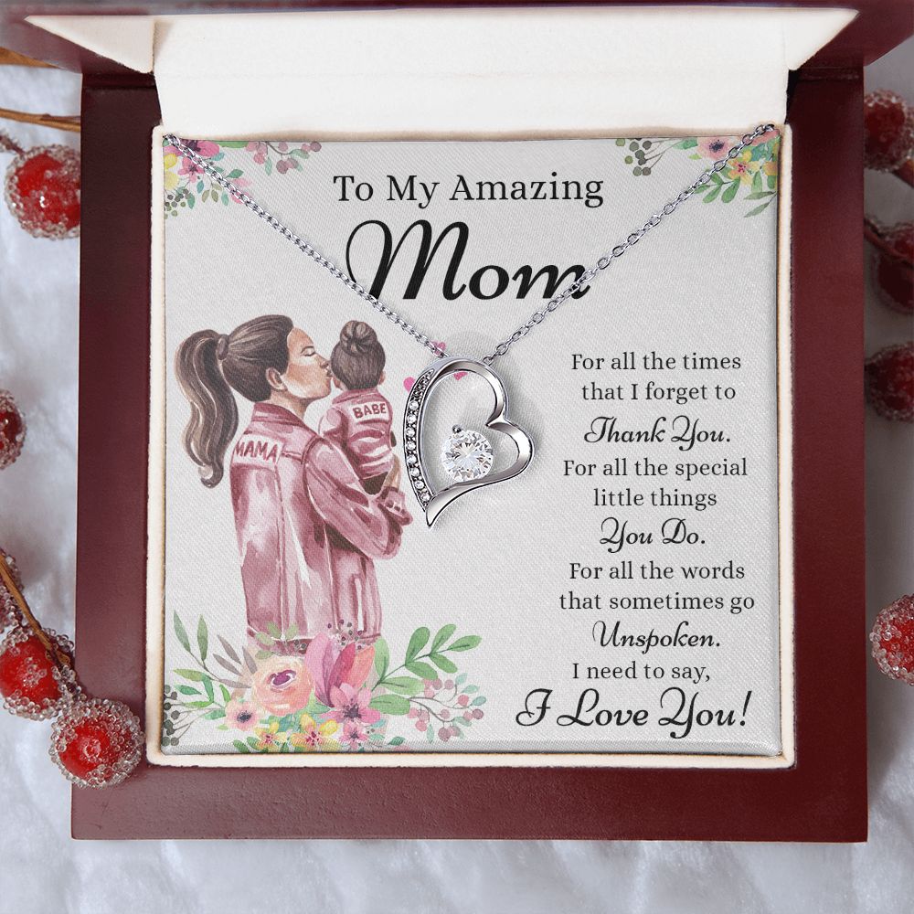 Mom Necklace Gifts for Mom from Daughter to Mom Gifts for Mothers Day from Daughter, To My Mom Necklace from Daughter to Mom Birthday Gifts Necklace with Message Card and Gift Box2240 Forever Love Necklace