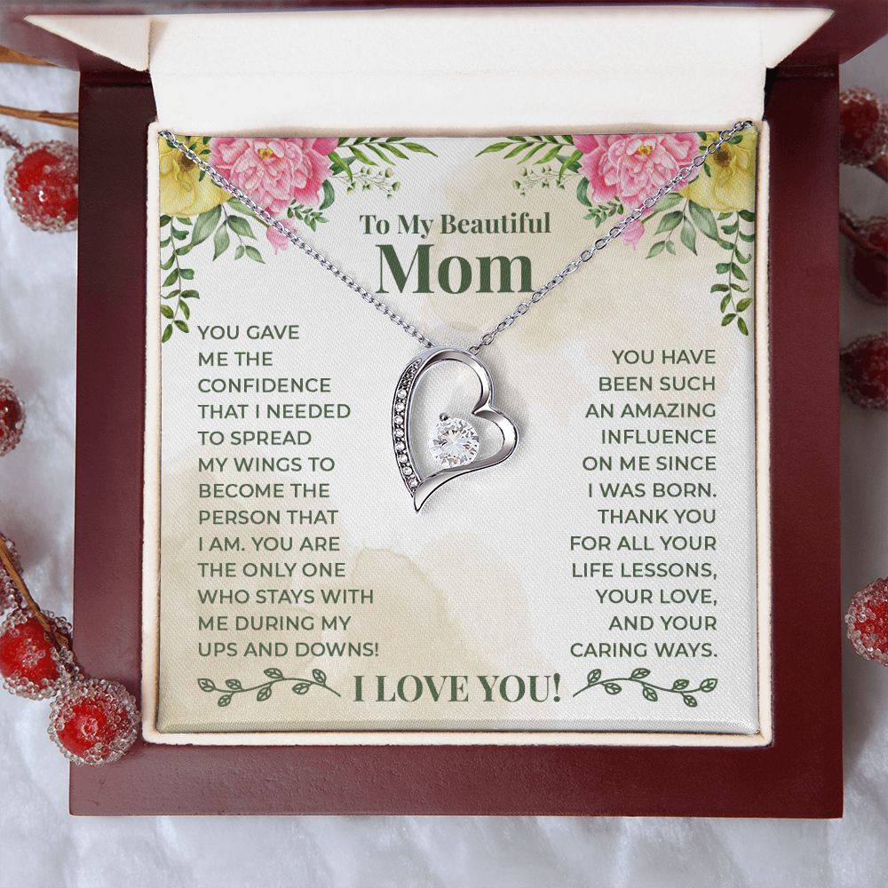 Mom Necklace Gifts for Mom from Daughter to Mom Gifts for Mothers Day from Daughter, To My Mom Necklace from Daughter to Mom Birthday Gifts Necklace with Message Card and Gift Box22 Forever Love Necklace