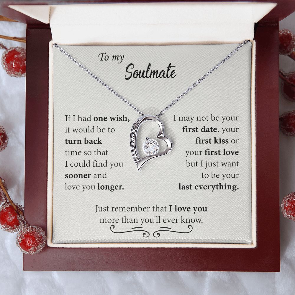 To My Soulmate Necklace for Women Birthday Christmas Jewelry Gifts For My Wife with Message Card Box Personalized Gift Present Pendant for Future Wife Soulmate Girlfriend Love 24 Forever Love Necklace