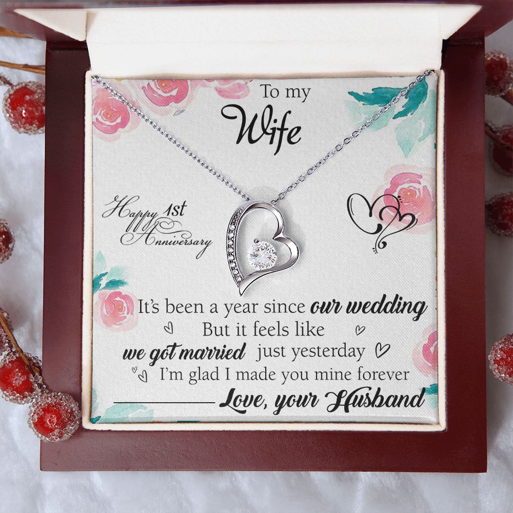 To My Wife Necklace, Wedding Anniversary Jewelry For Women, Necklace For Wife from Husband, Gift For Wife Birthday Gifts From Husband Necklace, Jewelry With Message Card In A Gift Box2 Forever Love Necklace