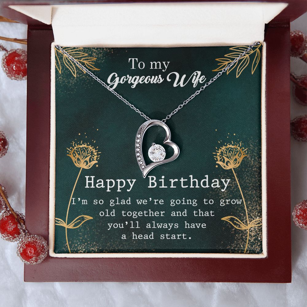 To My Gorgeous Wife Necklace Pendant Gift From Husbnd Habby Birthday A Head Start With Message Card and Gift Box. Valentine's Day Gift For Wife Future Wife Forever Love Necklace