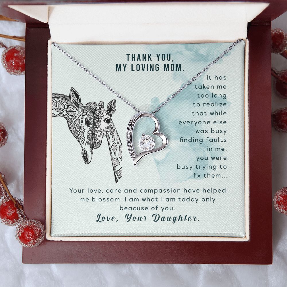To My Thank You My Loving Mom Giraffe Necklace Pendant Gift From Mom Necklace Gift For To Daughter Birthday Daughter In Law Gift On Birthday Anniversary Gift 30821 Forever Love Necklace