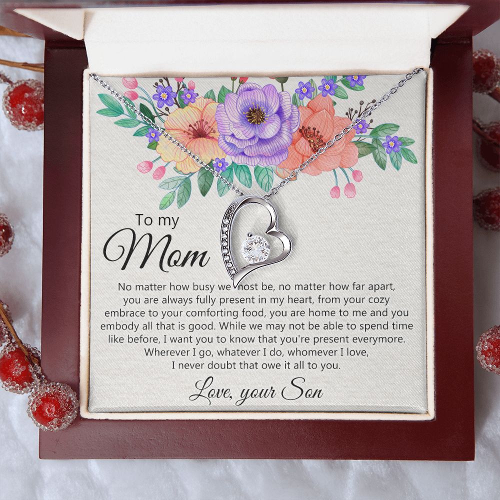 To my Mom Love Your Son Necklace, Meaningful Gift for Mom Necklace Jewelry for Women, Gift for Mom from Son, Son to Mom Jewelry Box, Mom Gift on Mother's Day Birthday Holiday Present Forever Love Necklace